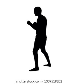 silhouette illustration of someone who is practicing muay thai