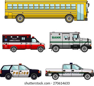 Silhouette illustration of special machines on white background