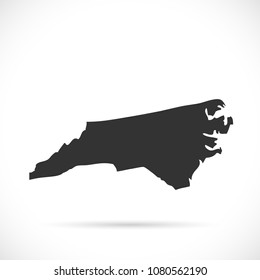 Silhouette illustration of the state of North Carolina isolated on a white background.