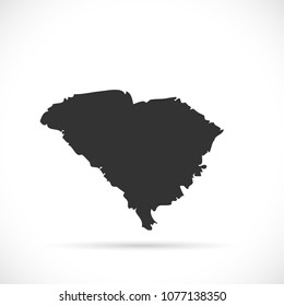 Silhouette illustration of the state of South Carolina isolated on a white background.
