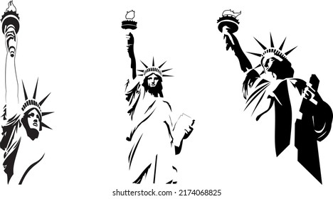 Silhouette illustration of the statue of liberty. New York. United States of America.