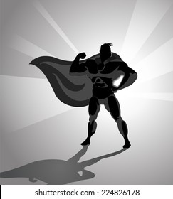 Silhouette illustration of a superhero