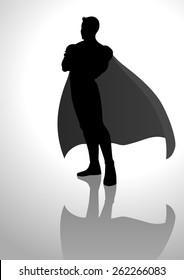 Silhouette illustration of a superhero