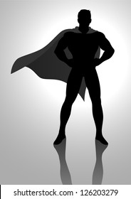 Silhouette illustration of a superhero posing