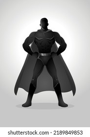 Silhouette illustration of a superhero posing with hands on hips