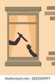 Silhouette Illustration of Suspenseful Window Scene