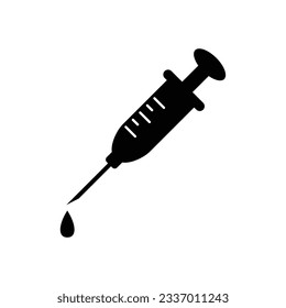 Silhouette Illustration of Syringe in Solid Color, Medical Equipements Silhouette.