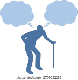 Ilustración de la silueta de un hombre mayor pensante