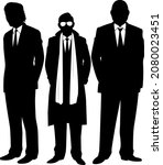 Silhouette illustration of three Japanese yakuza