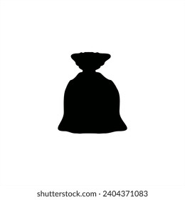 silhouette illustration of a tied sack for icon or logo