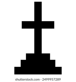 Silhouette illustration of a tombstone, grave with cross design