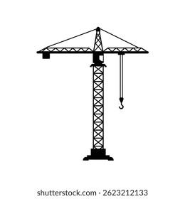 Silhueta Ilustração De Máquinas De Guindaste De Torre Para Projetos De Locais De Construção