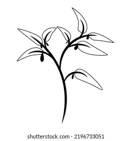 silhouette illustration of tree branches, twigs, palm leaves, and plants