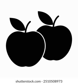 Silhouette Illustration of Two Apples with Leaves