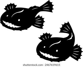 Silhouette illustration of two monkfish