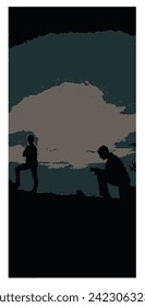 silhouette illustration of two people