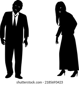 Silhouette illustration of two zombies