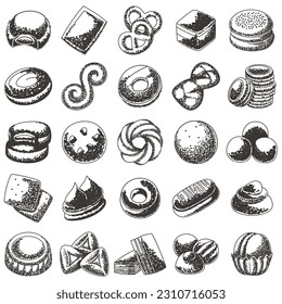 Silhouette illustration of types of flour cookies abstract art style, perfect for sticker and decoration