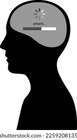 Silhouette illustration to update the brain