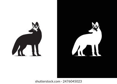 Silhouette illustration vector  of aardwolf isolated on white black background