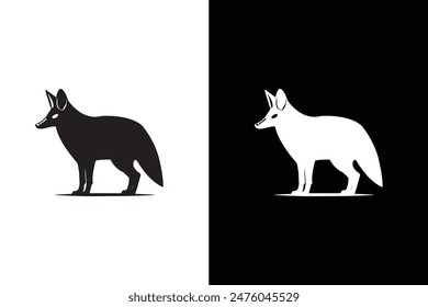 Silhouette illustration vector  of aardwolf isolated on white background.