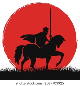 silhouette illustration of warrior and horse