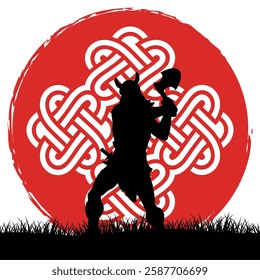 silhouette illustration of warrior and knight