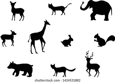 silhouette illustration of  wild animals