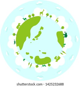 silhouette illustration of  wild animals on the earth