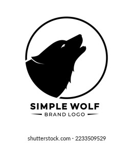 Ilustración de silueta de un lobo con un concepto de círculo adecuado para la plantilla de diseño del logotipo de equipo o club