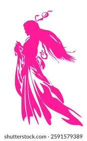 silhouette illustration of a woman in a beautiful dress without background