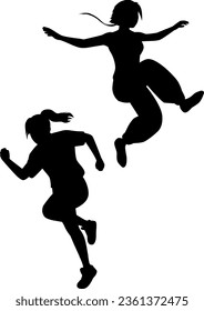 Silhouette illustration of a woman doing parkour