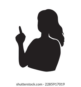Silhouette illustration of a woman explaining a point black	