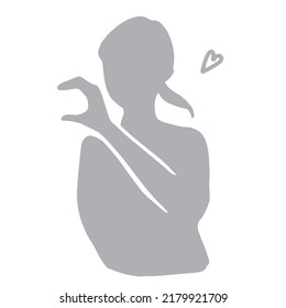 Silhouette illustration of a woman gesturing with one side of her finger heart.