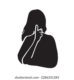 Silhouette illustration of a woman making a gesture of secrecy with her hand over her mouth black	
Category	