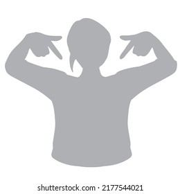 silhouette illustration of woman pointing at something
