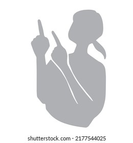 silhouette illustration of woman pointing at something
