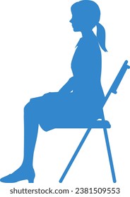 Silhouette illustration of a woman sitting on a pipe chair