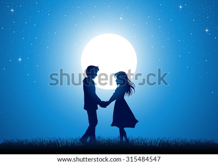 Download Silhouette Illustration Young Couple Holding Hands Stock ...