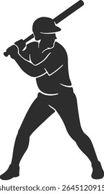 Silhouette illustrations of baseball player in action poses.