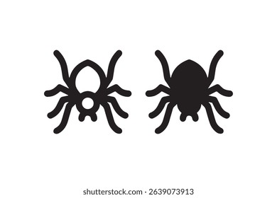 Silhouette illustrations of black spiders on white background.