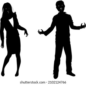 Silhouette illustrations of people who turned into zombies
