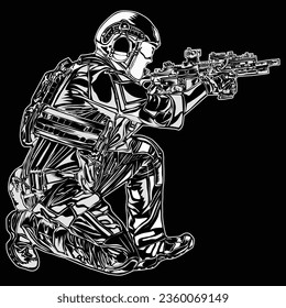 silhouette image of army movements, suitable for posters, education, t-shirt designs, logos and others.
