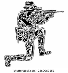 silhouette image of army movements, suitable for posters, education, t-shirt designs, logos and others.