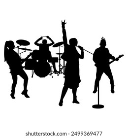 Silhouette image of a band on a transparent background. Perfect for stickers, logos, icons and tattoos