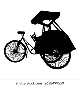 silhouette image of a becak