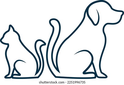 Silhouette image of cat and dog.