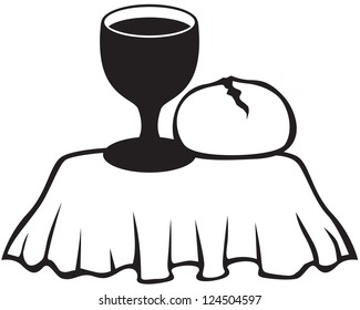 Silhouette image of the chalice of wine and bread