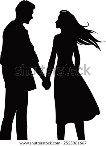 Silhouette image of a couple holding hands
