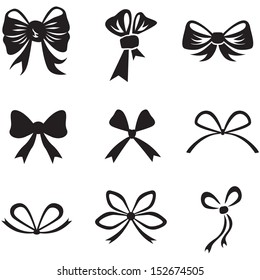 Silhouette image of different bow collection